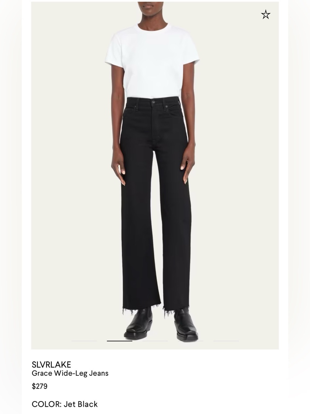 SLVRLAKE Sz 25 Grace Jet Black High Rise Wide Leg Jeans Orig$279